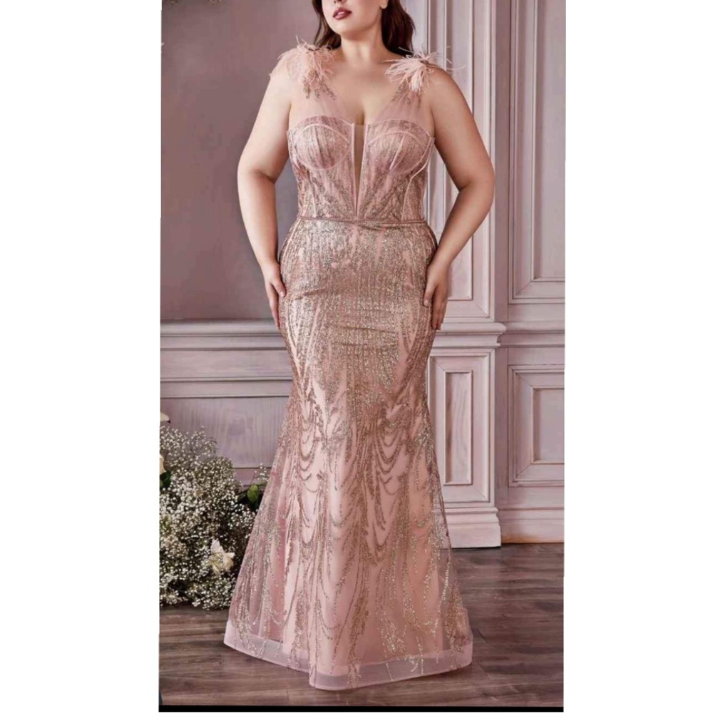 Gold and Pink Sequin Strapless Gown